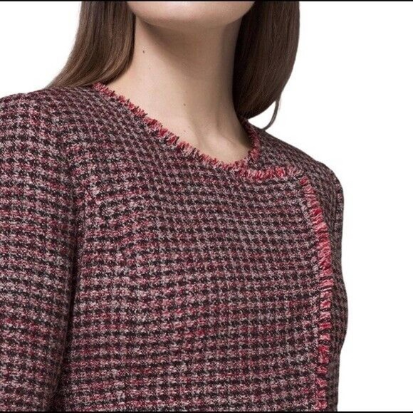 WHBM White House Black Market Red Tweed Jacket Blazer Zip Front Pocket M… - Picture 3 of 7